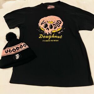 VOODOO DOUGHNUTS 2-4-1 Black Beanie + Shirt